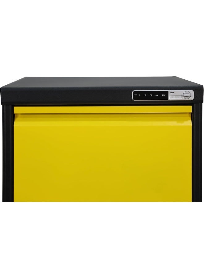 RIGID Curved Steel Vertical File Cabinet | Filing Drawers with 4 drawers & Electnic Digital Lock | Metal Storage Organizer for Home and Office (Black & Yellow,63D x 46.5W x 133H CM) Fully Assembled - Image 3