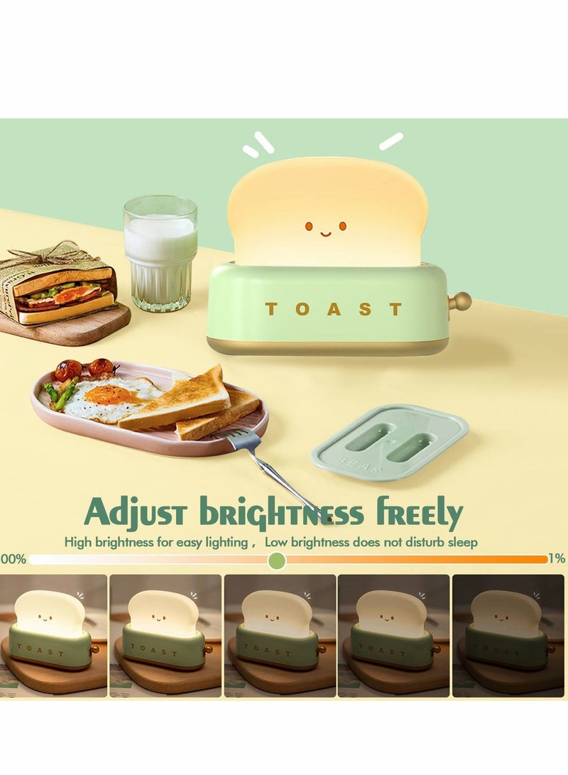 Desk Decor Toaster Lamp, Night Light for Kids, Rechargeable Small Lamp with Smile Face Toast Bread Cute Room Bedroom, Bedside, Living Room, Dining, Decorations, Gift (Green) - Image 4