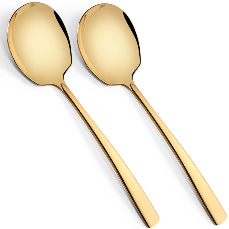 Kannei tec Large Serving Spoons Set Stainless Steel 12 Inch Serving Utensils for Buffet Catering Dishwasher Safe(2-pieces, Gold) - Image 1