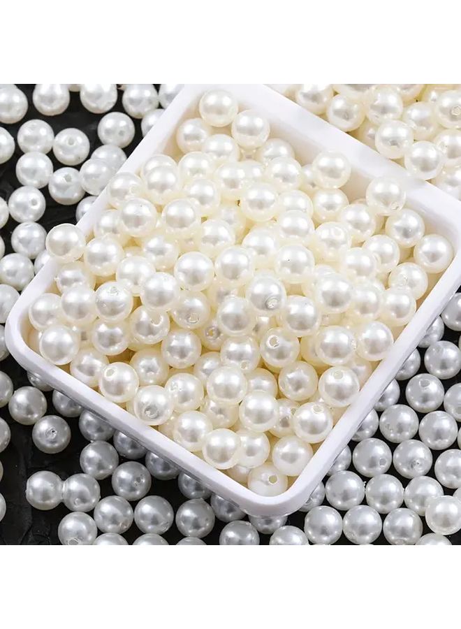 100 قطعة من خرز الأكريليك الأبيض العاجي المستدير لصنع المجوهرات DIY وسلاسل الهاتف والمفاتيح والحقيبة - Image 5