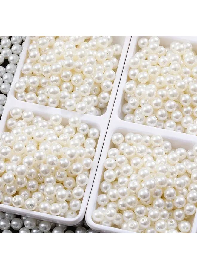 100 قطعة من خرز الأكريليك الأبيض العاجي المستدير لصنع المجوهرات DIY وسلاسل الهاتف والمفاتيح والحقيبة - Image 4