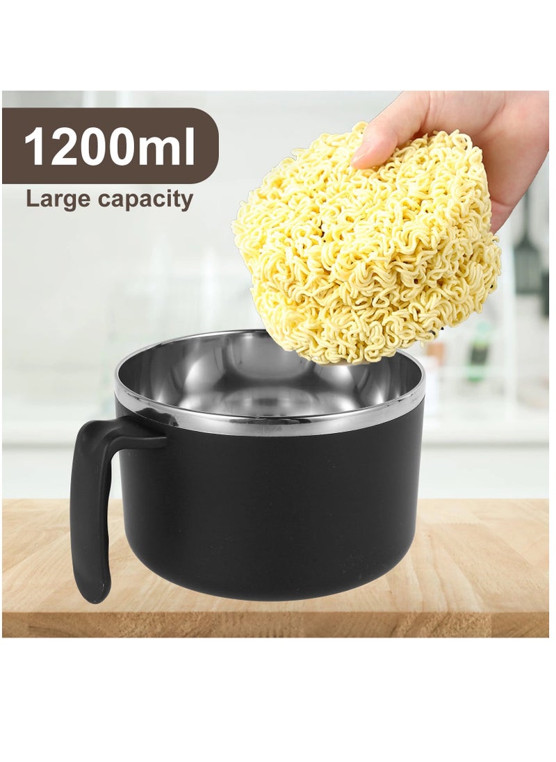 Generic - Rapid Ramen Bowl with Filterable Lid 1200ml Microwave Ramen Noodle Bowl with Spoon Chopsticks BPA Free Ramen Cooker Bowl - Image 1
