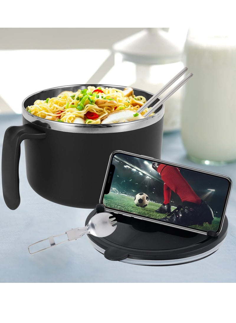 Generic - Rapid Ramen Bowl with Filterable Lid 1200ml Microwave Ramen Noodle Bowl with Spoon Chopsticks BPA Free Ramen Cooker Bowl - Image 1