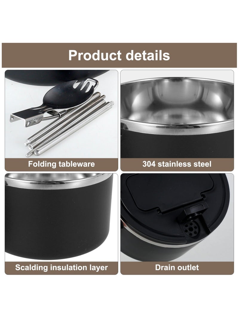 Generic - Rapid Ramen Bowl with Filterable Lid 1200ml Microwave Ramen Noodle Bowl with Spoon Chopsticks BPA Free Ramen Cooker Bowl - Image 1