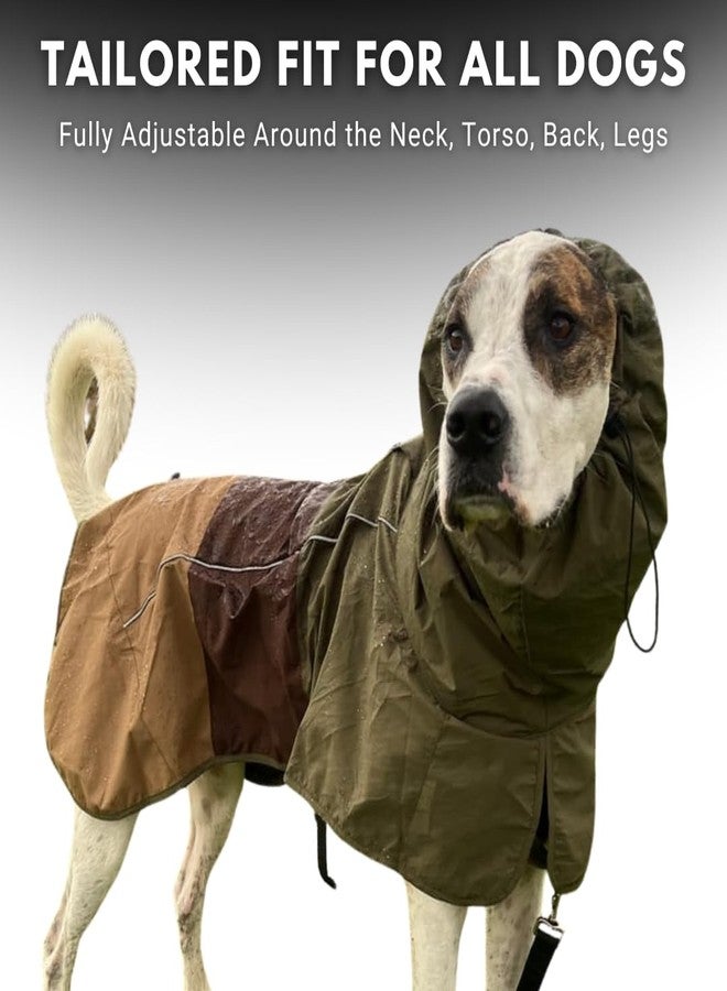 Spark Paws Dog Raincoat, Waterproof Windproof Rain Jacket, for Small Medium Large Extra Large Dogs, Reflective Breathable Full-Body Coverage Dry Suit - Green Brown Tan, M - Image 4