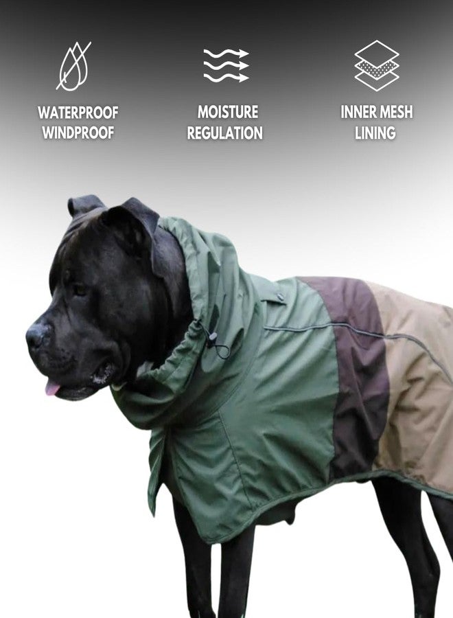 Spark Paws Dog Raincoat, Waterproof Windproof Rain Jacket, for Small Medium Large Extra Large Dogs, Reflective Breathable Full-Body Coverage Dry Suit - Green Brown Tan, M - Image 3