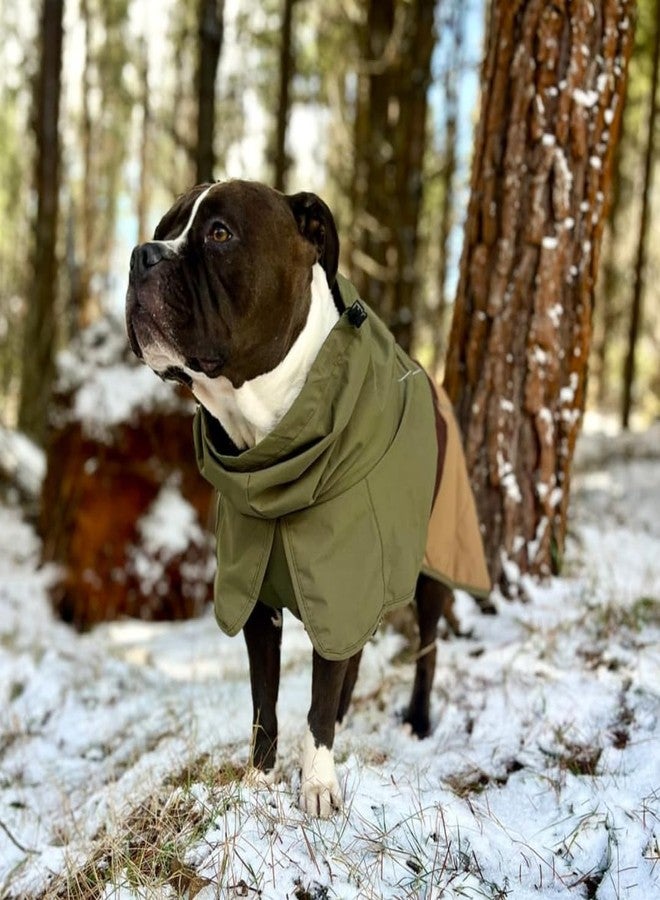 Spark Paws Dog Raincoat, Waterproof Windproof Rain Jacket, for Small Medium Large Extra Large Dogs, Reflective Breathable Full-Body Coverage Dry Suit - Green Brown Tan, M - Image 5