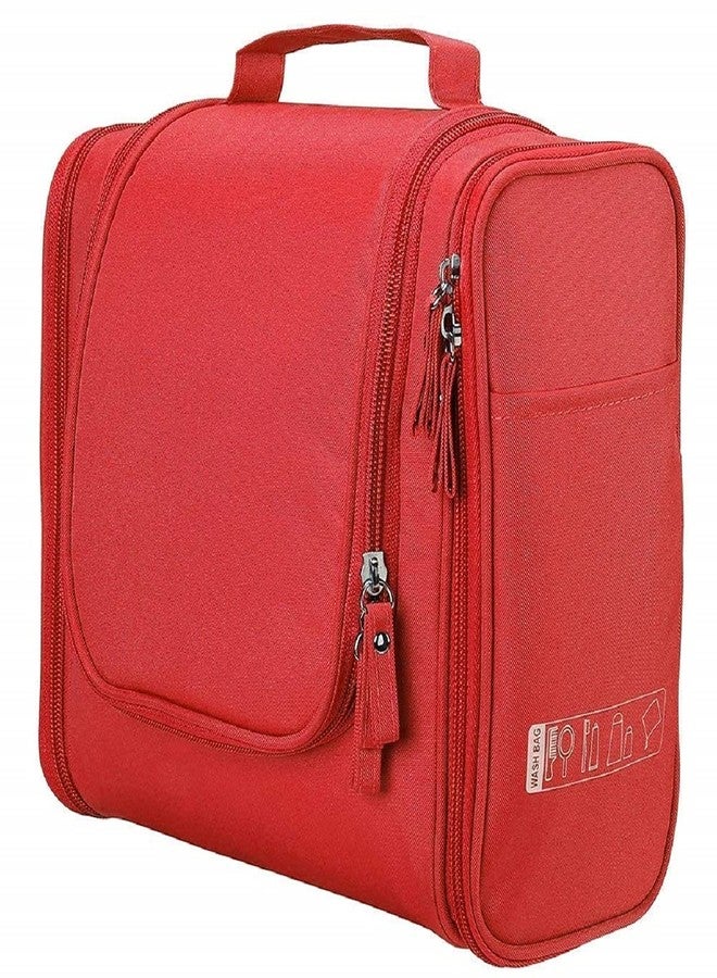 ERHETUS Multifunctional Extra Large Cosmetic bag for travel | Makeup Organiser for accessories for Women | Waterproof Household Grooming Kit Storage Bags with hook for hanging for men - RED - Image 1