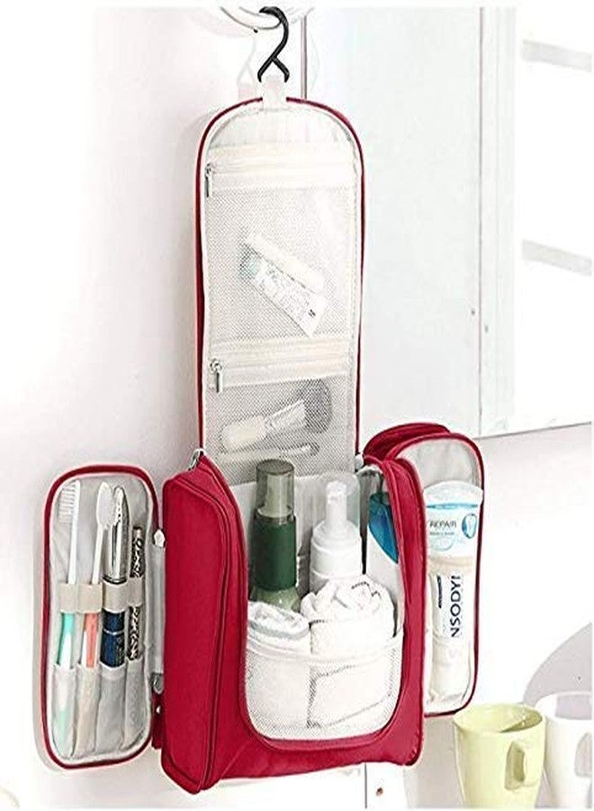 ERHETUS Multifunctional Extra Large Cosmetic bag for travel | Makeup Organiser for accessories for Women | Waterproof Household Grooming Kit Storage Bags with hook for hanging for men - RED - Image 5