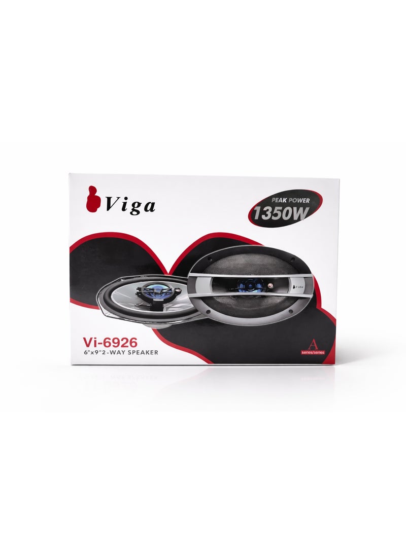 فيجا مكبر صوت بيضاوي للسيارة VI-6926 مقاس 6x9 بوصة - طاقة قصوى 1350 واط - صوت قوي ونقي - زوج من مكبرات الصوت - Image 1