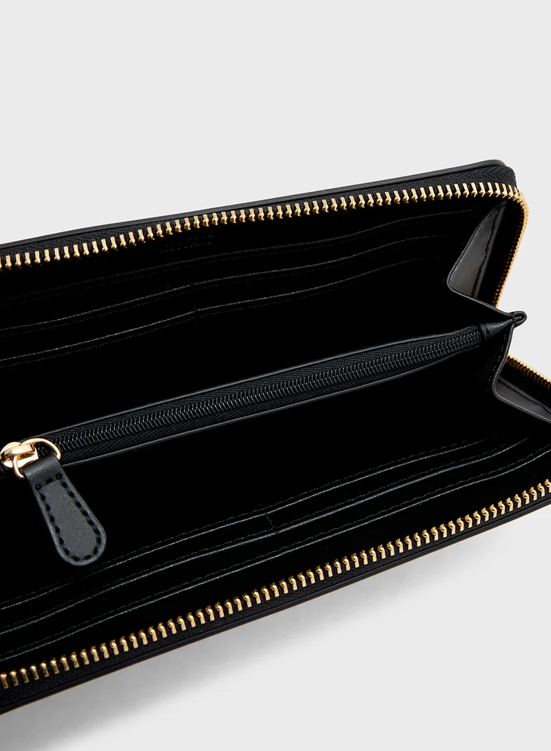 لوف موسكينو Logo Detailed Zip Over Wallet