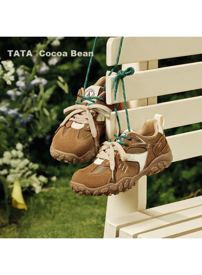 Tata Cocoa Bean Autumn Winter New Retro Women's Casual Comfortable Sneakers Yellow Brown/white Cm5 40 - Image 1