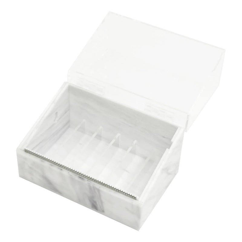 Marble White Eyelash Tape Cutter Dispenser with Multi Grid Storage Box - Image 2