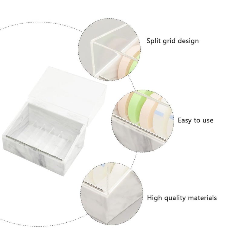 Marble White Eyelash Tape Cutter Dispenser with Multi Grid Storage Box - Image 4