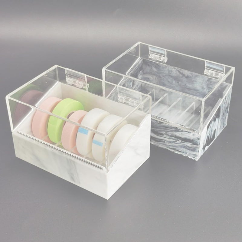 Marble White Eyelash Tape Cutter Dispenser with Multi Grid Storage Box - Image 5