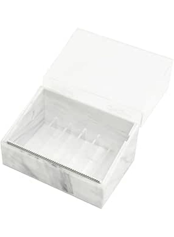 Marble White Eyelash Tape Cutter Dispenser with Multi Grid Storage Box - Image 1