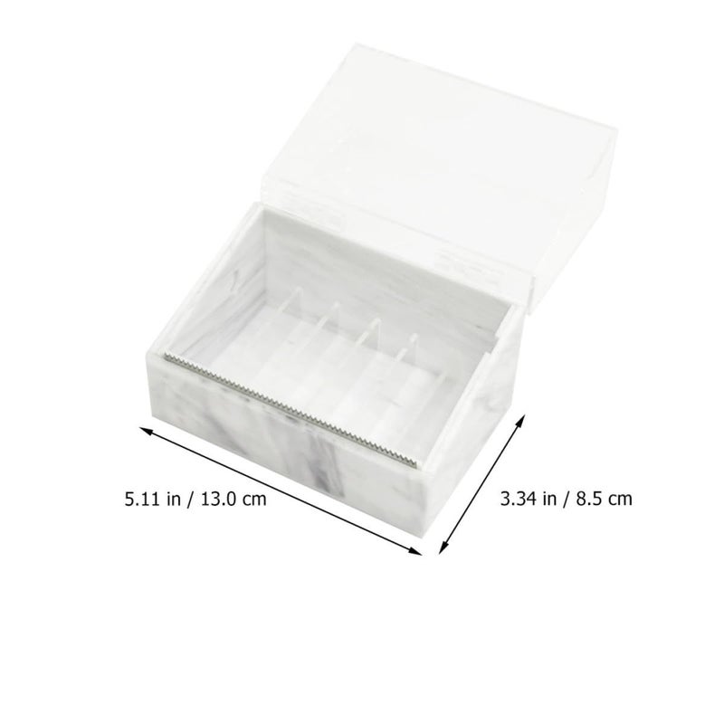 Marble White Eyelash Tape Cutter Dispenser with Multi Grid Storage Box - Image 3