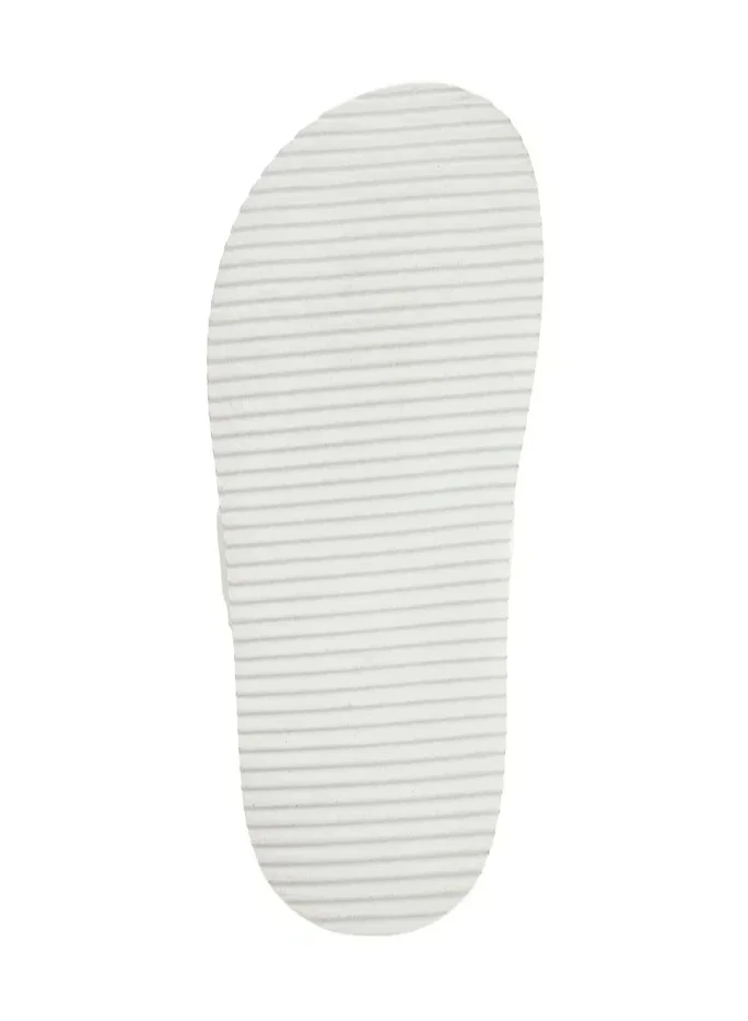 La Giostra Women's Leather Platform Slide Sandal Decorated With Rhinestones White