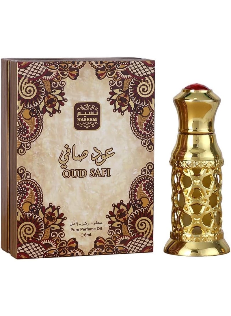 Oud Safi Eau De Parfum Oil 6ml - Unisex Arabian Attar with Subtle Agarwood, Lavender, Spicy, and Floral Notes - Premium Perfume for Men & Women, Ideal for Daily and Special Occasions