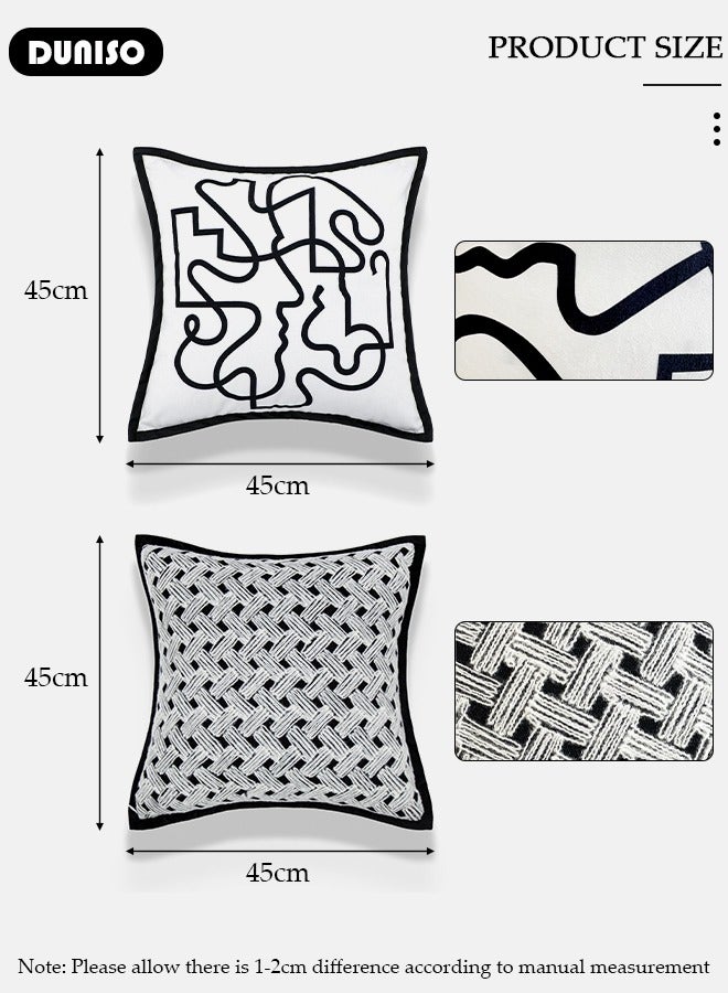DUNISO 2 PCS Throw Pillow Covers, Soft Fluffy Striped Decorative Pillow Covers, Plush Couch Pillow Covers, Modern Simple Pattern Square Cushion Covers, Cushion Cases for Sofa, Couch, Bedroom, Living Room  - Image 4