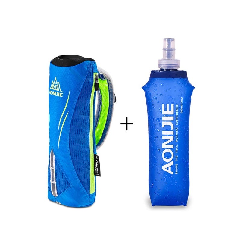 AONIJIE Quick Grip Handheld Soft Water Bottle for Running, Hand Strap Hydration Pack with 500ml Handheld Soft Flask Water Bottle (Blue) - Image 3