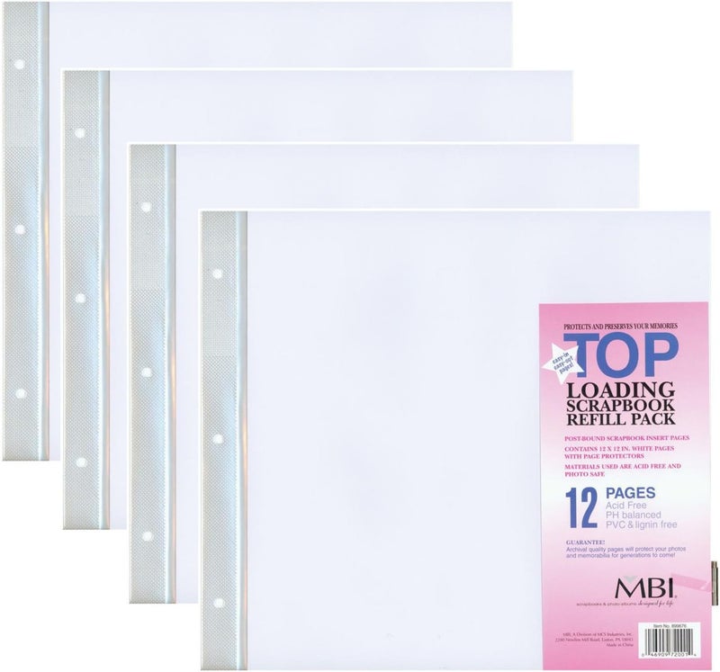4-PACK - by MCS 12-Inch by 12-Inch Scrapbook Expansion Pages, 6 sheet Count, 12 pages