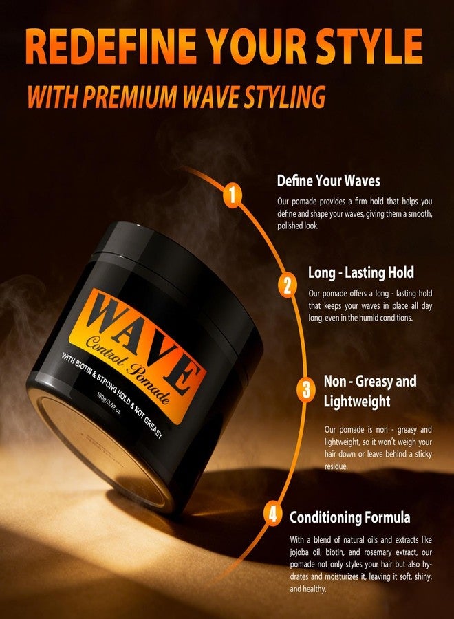 gowwim Control Pomade for Men, Strong Hold Hair Styling Gel Natural Wave Grease for Coarse Medium & Straight Hair, 100g/3.5oz - Image 3