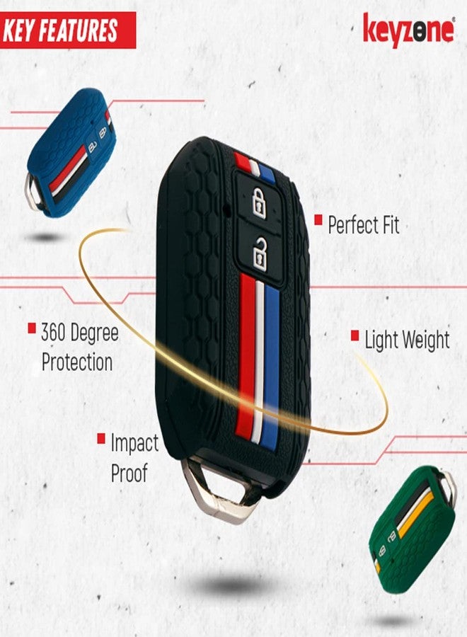 Keyzone Striped Silicone Key Compatible for Suzuki Victoris, e Vitara, Fronx, jimny, Grand Vitara, Ertiga, Brezza, XL6,Swift,Dzire,Ignis 2button Smart Key(Blue) - Image 2