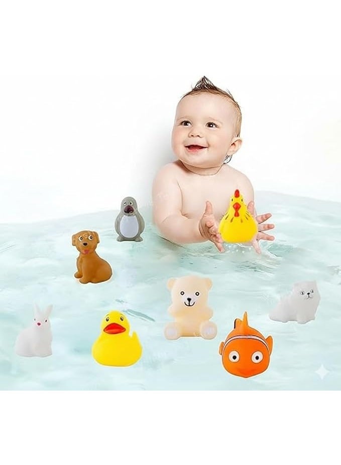 Colorful Squeeze Bath Toys for Babies & Toddlers – 12-Pack Floating Water Toys with Random Shapes – Soft, Safe, Non-Toxic Rubber Toys for Fun, Learning & Bath Time Play (12 Mix Animals) - Image 1