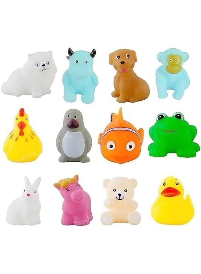 Colorful Squeeze Bath Toys for Babies & Toddlers – 12-Pack Floating Water Toys with Random Shapes – Soft, Safe, Non-Toxic Rubber Toys for Fun, Learning & Bath Time Play (12 Mix Animals) - Image 5