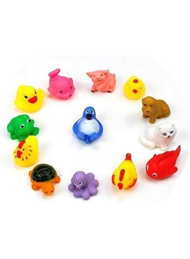 Colorful Squeeze Bath Toys for Babies & Toddlers – 12-Pack Floating Water Toys with Random Shapes – Soft, Safe, Non-Toxic Rubber Toys for Fun, Learning & Bath Time Play (12 Mix Animals) - Image 2