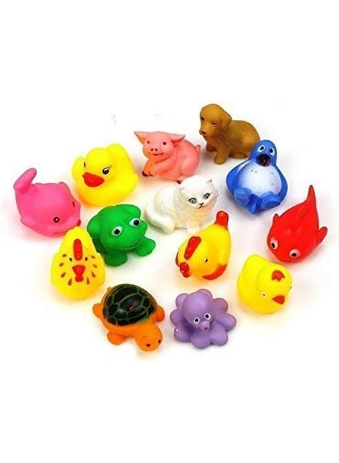 Colorful Squeeze Bath Toys for Babies & Toddlers – 12-Pack Floating Water Toys with Random Shapes – Soft, Safe, Non-Toxic Rubber Toys for Fun, Learning & Bath Time Play (12 Mix Animals) - Image 3