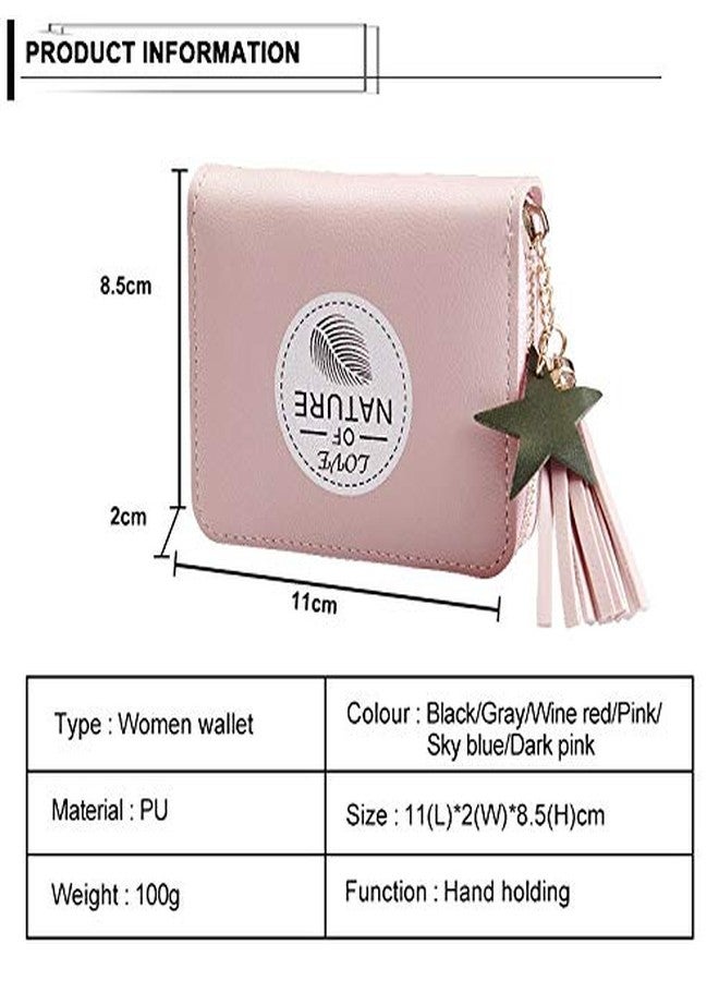 MOCA Womens Girls Ladies Female Short Mini Small Clutch Tassel Wallet Coin Purse Debit Credit Card Cash Holder Wallets for Womens Women's Ladies Girls (Black) - Image 3