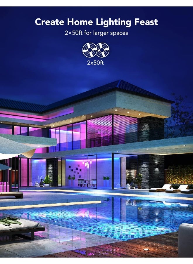 Govee Govee 100ft RGBIC LED Strip Lights, Smart LED Lights for Bedroom, Bluetooth LED Strip Lights APP Control, DIY Multiple Colors on One Line, Color Changing LED Lights for Bedroom Decor, 2 Rolls of 50ft  - Image 3