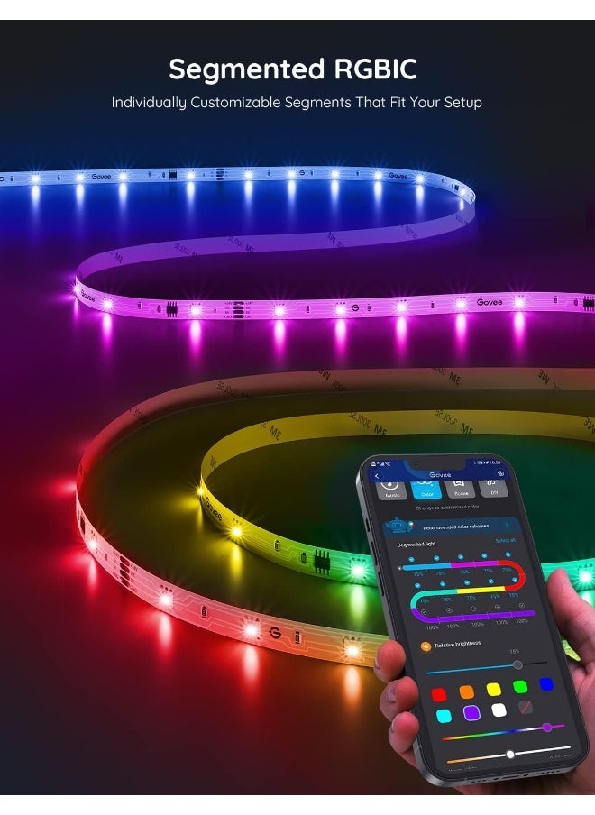 Govee 100ft RGBIC LED Strip Lights, Smart LED Lights for Bedroom, Bluetooth LED Strip Lights APP Control, DIY Multiple Colors on One Line, Color Changing LED Lights for Bedroom Decor, 2 Rolls of 50ft
