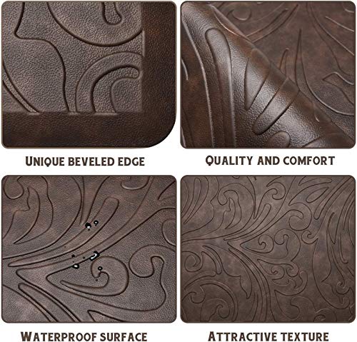 KMAT Kitchen Mat Cushioned Anti-Fatigue Floor Mat Waterproof Non-Slip Standing Mat Ergonomic Comfort Floor Mat Rug for Home,Office,Sink,Laundry,Desk 17.3" (W) x 28"(L),Brown - Image 4