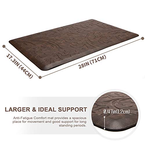 KMAT Kitchen Mat Cushioned Anti-Fatigue Floor Mat Waterproof Non-Slip Standing Mat Ergonomic Comfort Floor Mat Rug for Home,Office,Sink,Laundry,Desk 17.3" (W) x 28"(L),Brown - Image 2