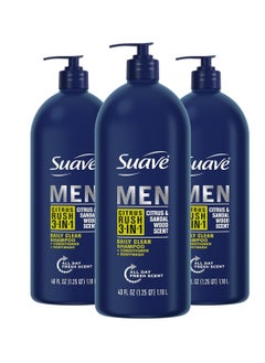 Suave Suave Shampoo Conditioner Bodywash Men 3 in 1 Citrus & Sandal Wood to Cleanse and Nourish Hair and Skin, 40 oz Pack of 3  - Image 1