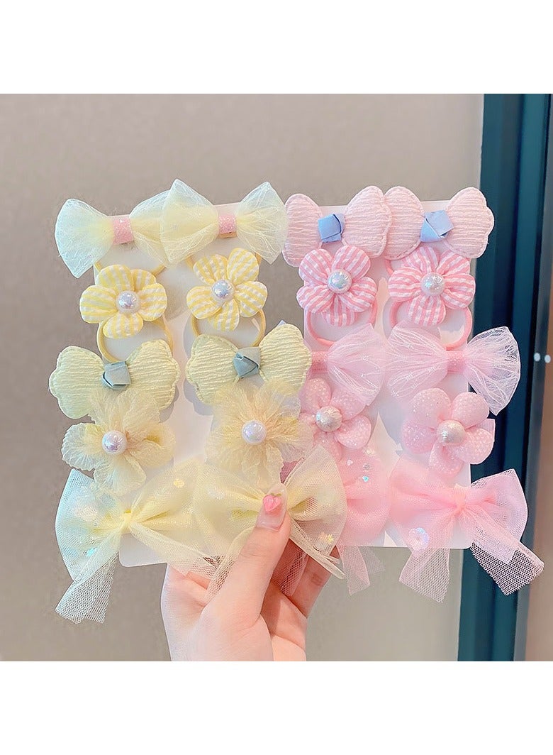 Generic 20pcs Colorful Elastic Hair Band, Colorful Hair Accessories,Ponytail Holders,Elastic Hair ties for  Girls(Yellow and Pink) - Image 1