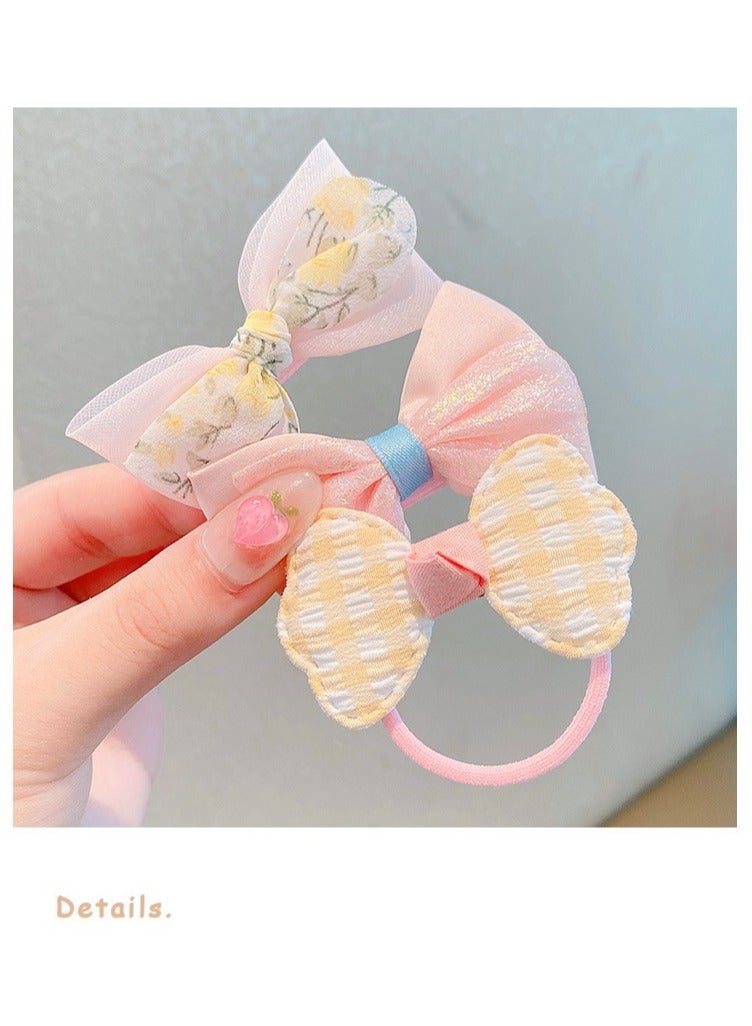 Generic 20pcs Colorful Elastic Hair Band, Colorful Hair Accessories,Ponytail Holders,Elastic Hair ties for  Girls(Yellow and Pink) - Image 2
