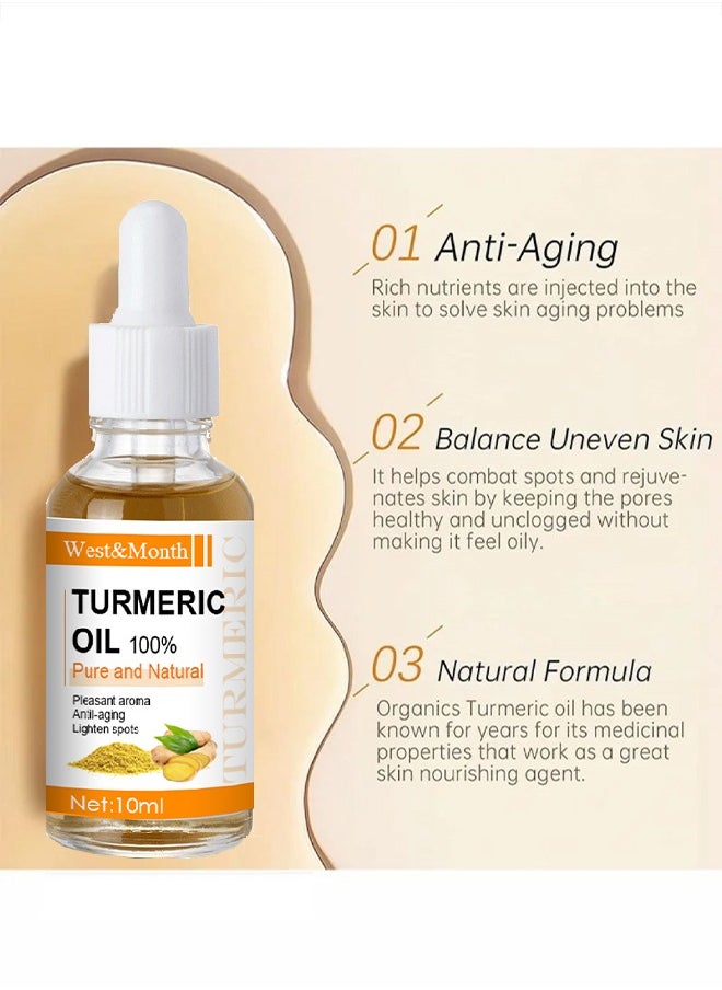 West&Month Turmeric oil 100%, Dark Spot Correcting Serum for Face, Reduces Hyperpigmentation,Antil Aging Linghten Spots Age Spots, Sun Spots and Improves Skin Tone for Women and Men of All Skin Types 10ML  - Image 3