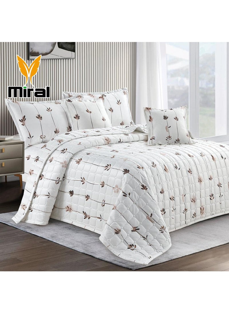 ميرال طقم مفرش سرير مزدوج شتوي مخمل مضغوط 6 قطع – لحاف ‎240×220 سم مع شرشف مطاطي ووسادات ديكورية أنيقة - Image 1