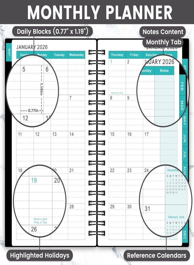 Coboll 2026-2028 Pocket Calendar/Planner - 3 Year Monthly Pocket Planner 2026-2028 from Jan.2026-Dec.2028, 6.8" x 4.1", Monthly Planners with To Do, Inner Pockets, 36 Tabs, Perfect Organizer for Purse - Image 3
