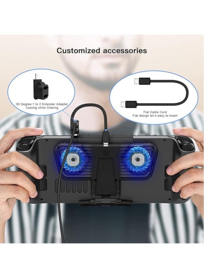 RGB Cooling Fan for Steam Deck u0026 Nintendo Switch OLED, Cooling Fan Dock with Stand u0026 USB-C Adaptor, USB-C Powered with Adjustable Speed u0026 Blue RGB Lighting - Image 3