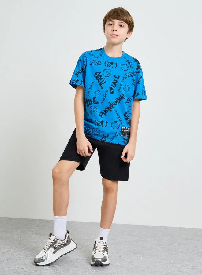 Styli Teen Boys Cotton Emoji Print T-Shirt