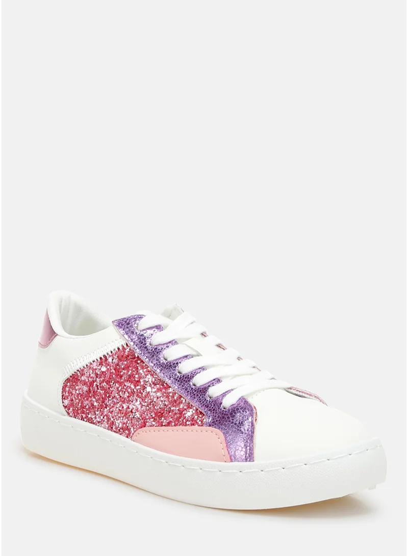 London Rag Glitter Faux Leather Sneakers in Pink
