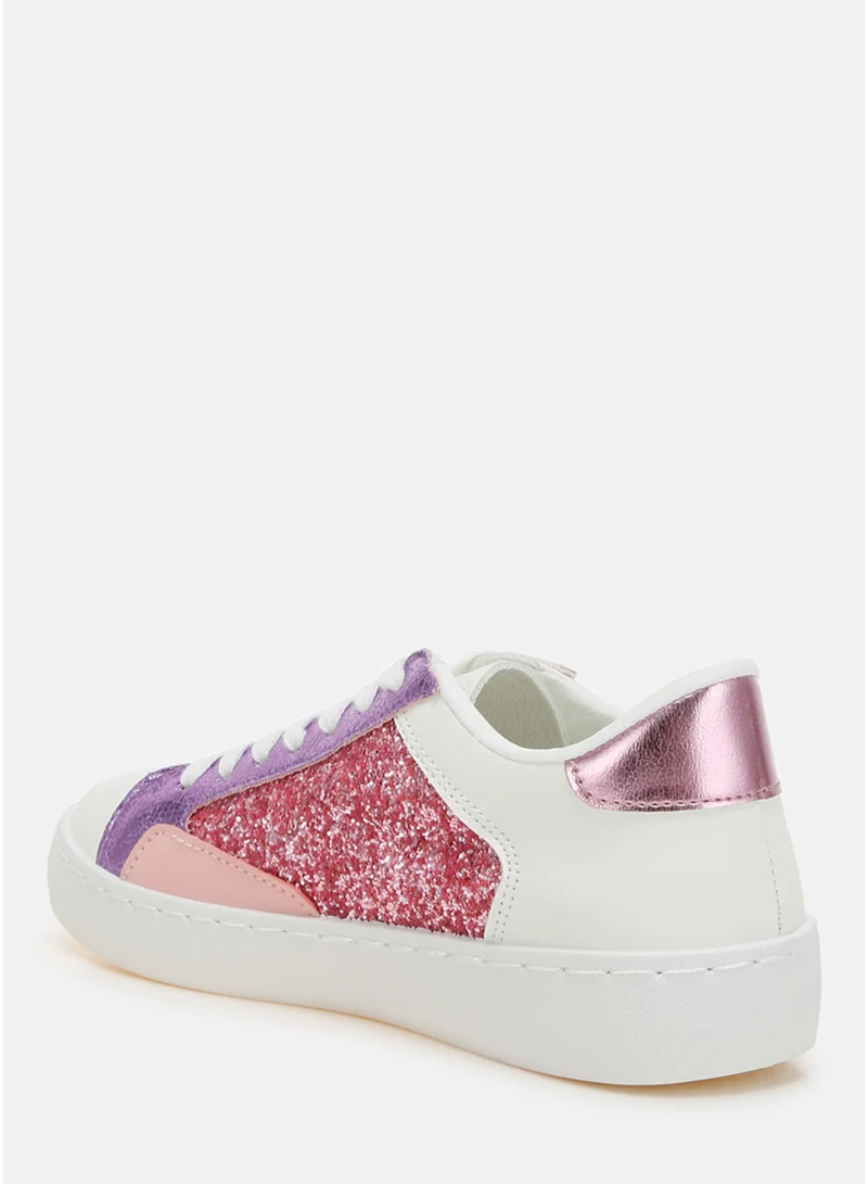 London Rag Pink Glitter Faux Leather Sneakers in Pink for Women | Best Price UAE