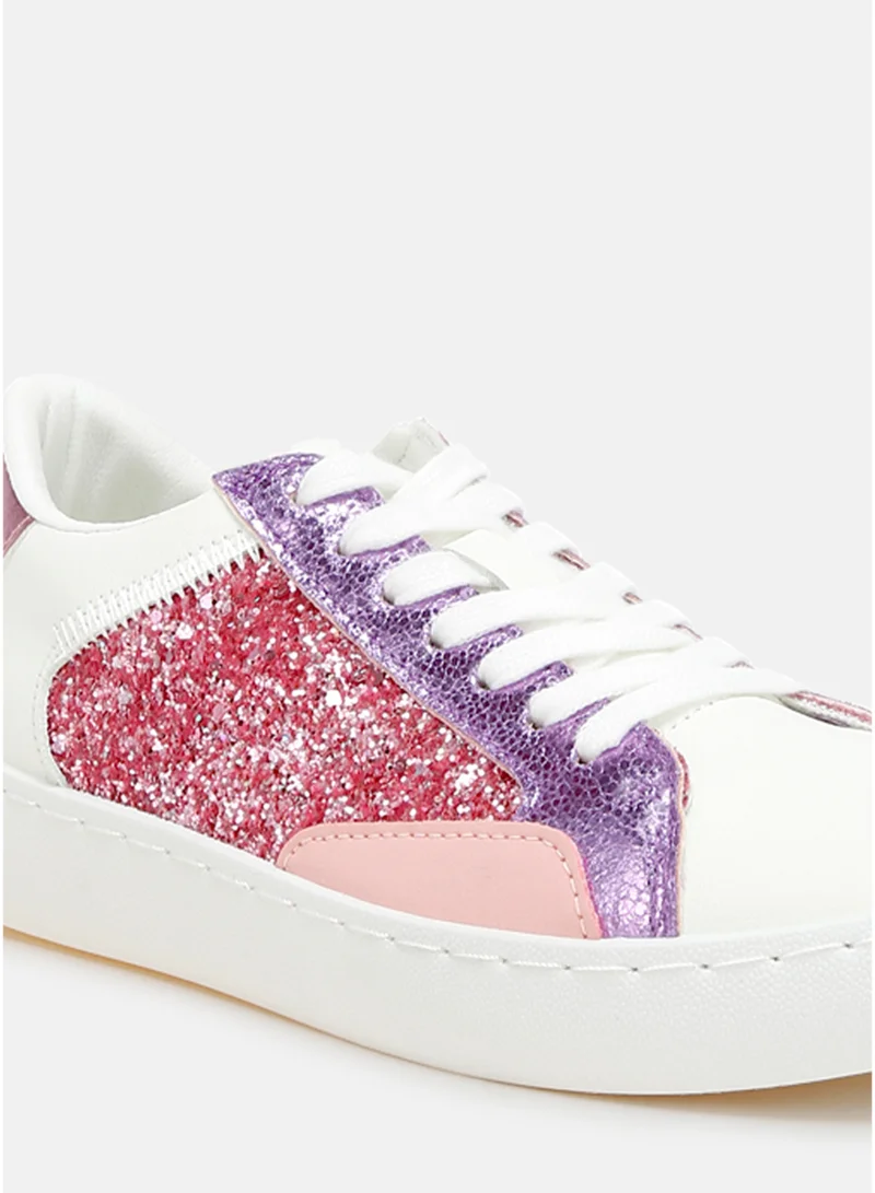 London Rag Pink Glitter Faux Leather Sneakers in Pink for Women | Best Price UAE