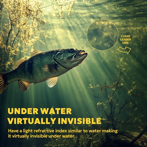 SF 100% Pure Fluorocarbon Leader Material Fishing Line Virtually Invisible Shock Resistant Increased Sensitivity Sink Fast Clear for Saltwater Freshwater 50yd 10LB - Image 5