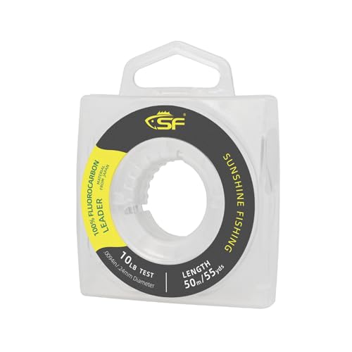SF 100% Pure Fluorocarbon Leader Material Fishing Line Virtually Invisible Shock Resistant Increased Sensitivity Sink Fast Clear for Saltwater Freshwater 50yd 10LB - Image 1
